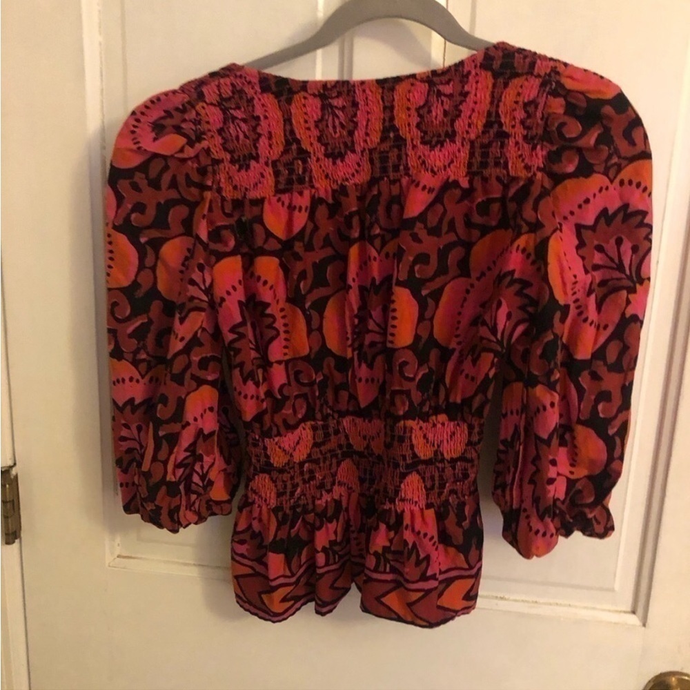 House of Harlow 1960 Blouse Smocked Floral Printed Top - Picture 4 of 9